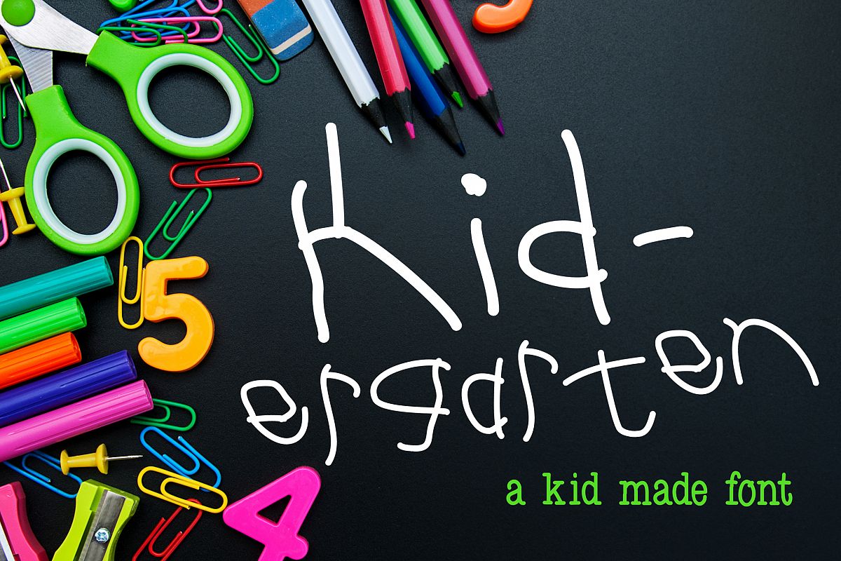 Free Kid Ergarten A Kid Made Script Fonts