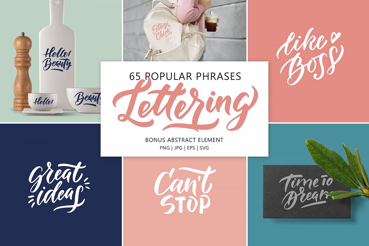 Popular phrases lettering set example image 1