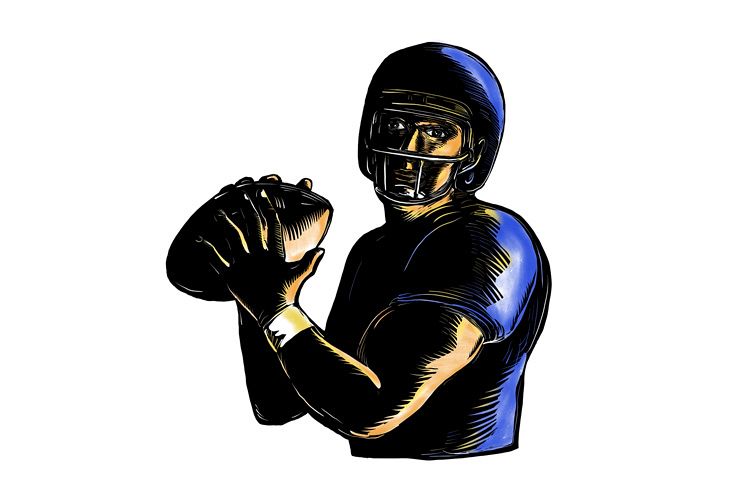 Quarterback Throw Ball Scratchboard example image 1