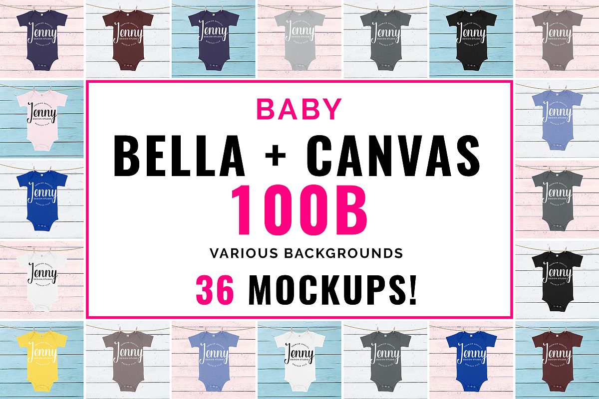 Bella Canvas 100B Unisex Bodysuit Mockup Bundle example image 1