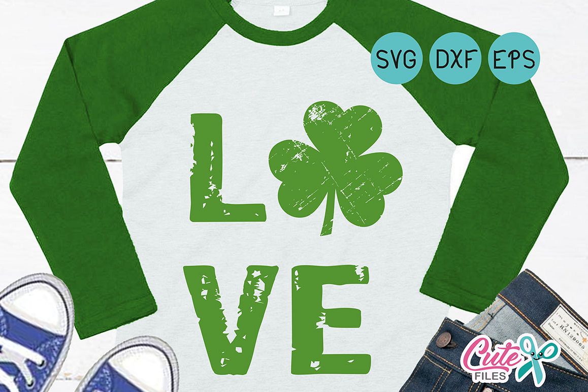 St Patricks svg, Love svg, grunge svg, distressed grunge clover, Files for Cutting Machines Cameo or Cricut example image 1