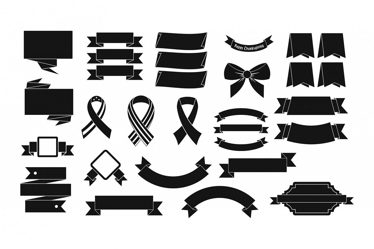 Ribbon icon set, simple style example image 1