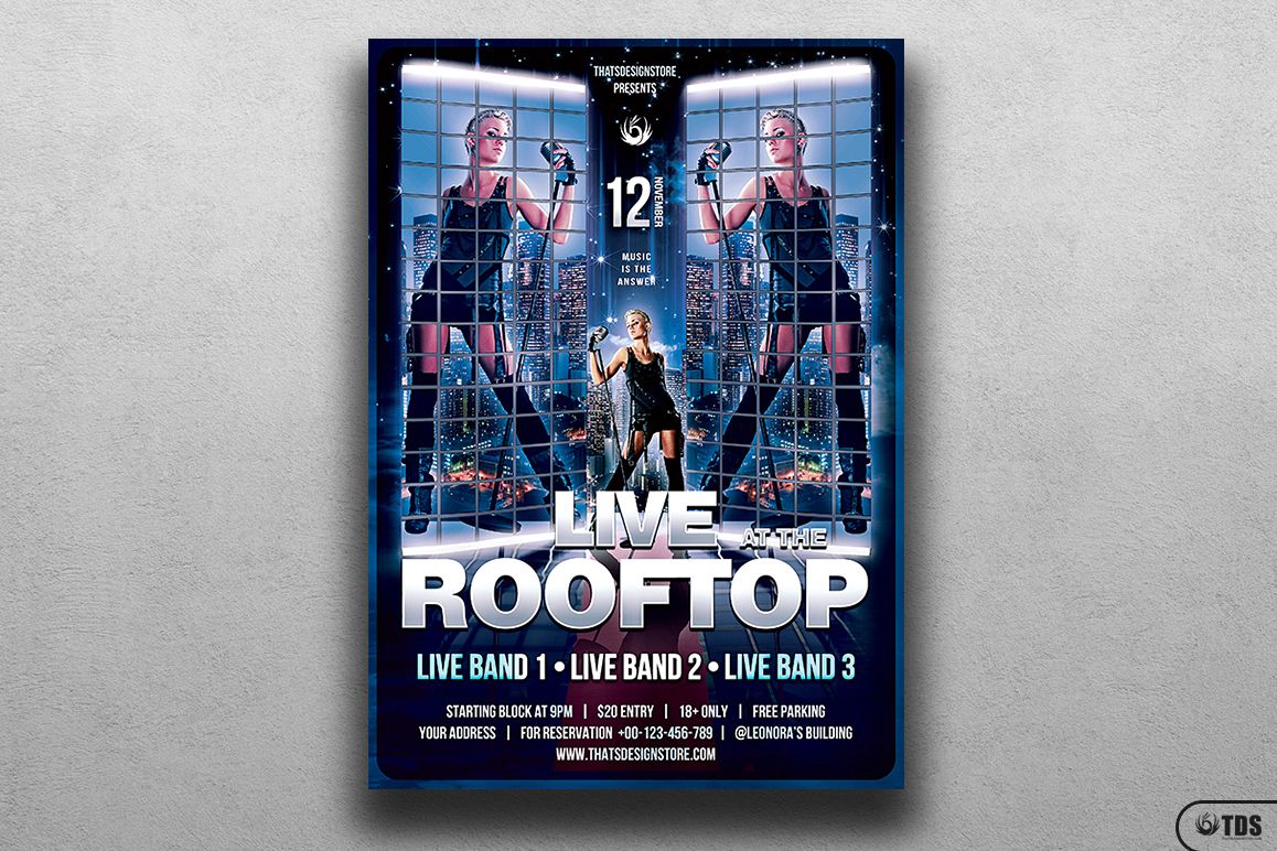 Rooftop Live Flyer Template example image 1
