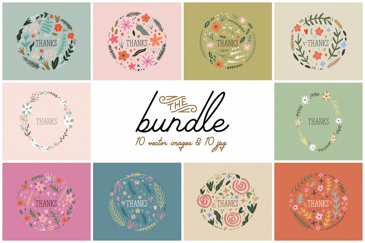 Elegant cards, thanks text, vector clip art example image 1