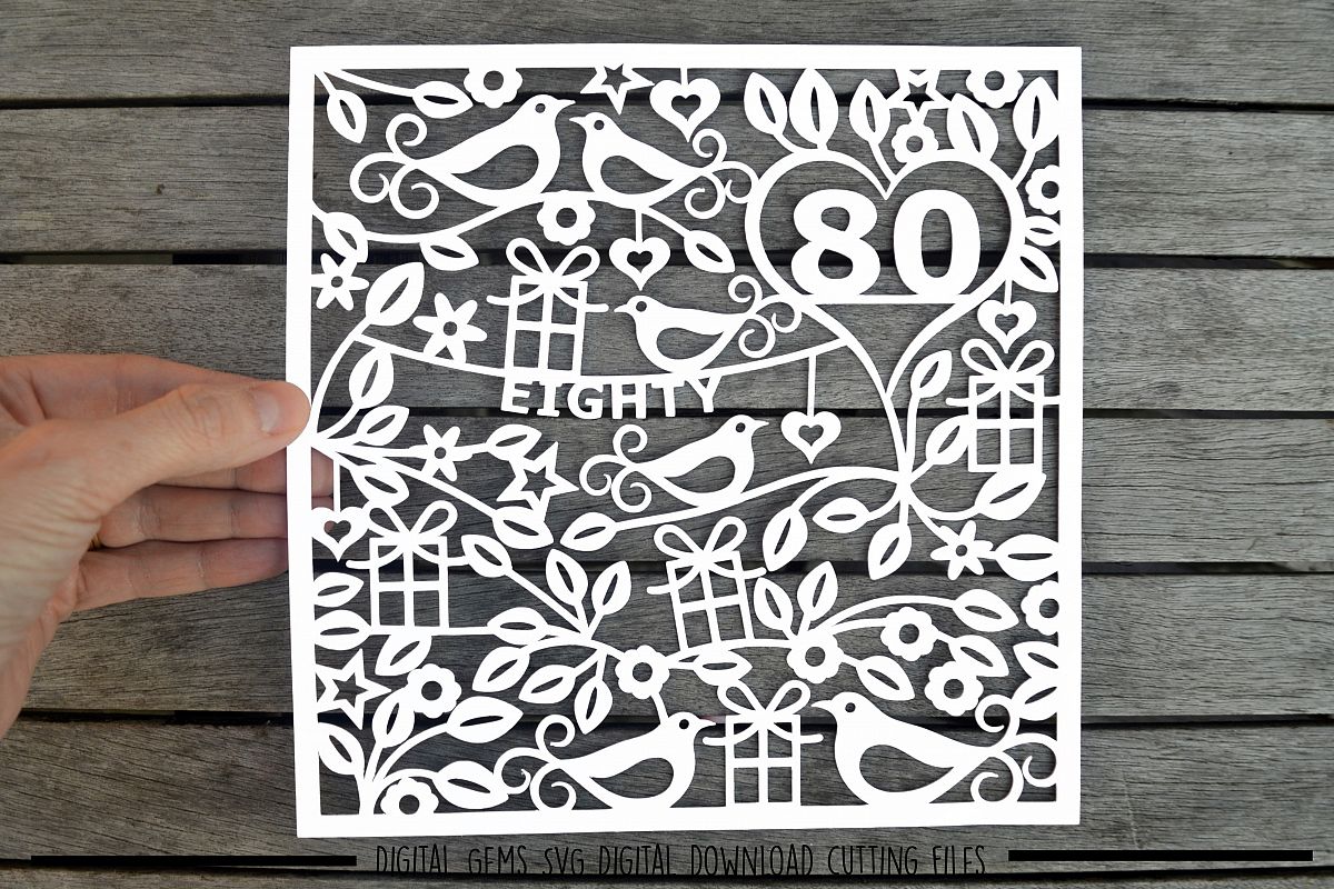 Download Number 80 paper cut SVG / DXF / EPS files