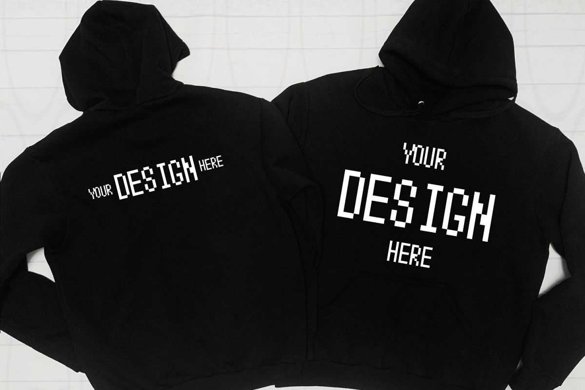 Blank Two black Hoodies mockup Styled Stock Photography example image 1