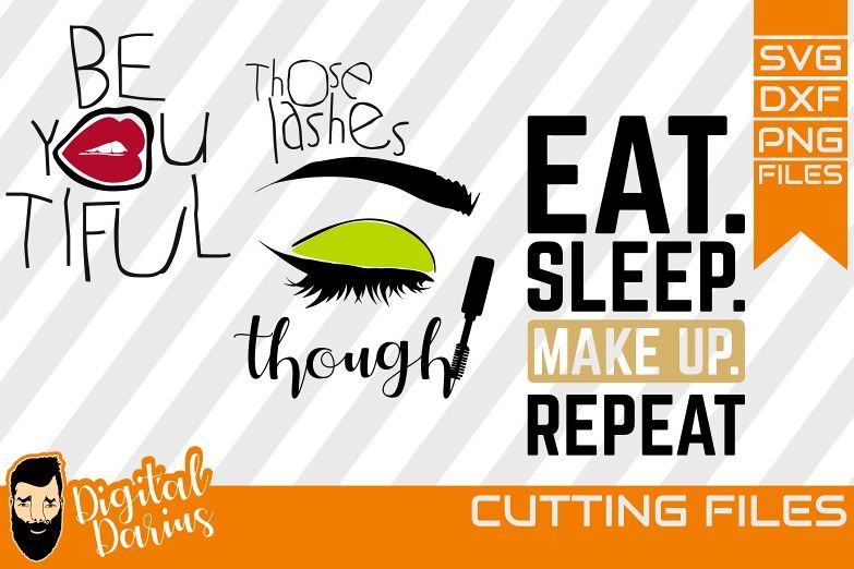 3x Make up svg, Mascara svg, Eyelashes svg, Vector, Cricut example image 1