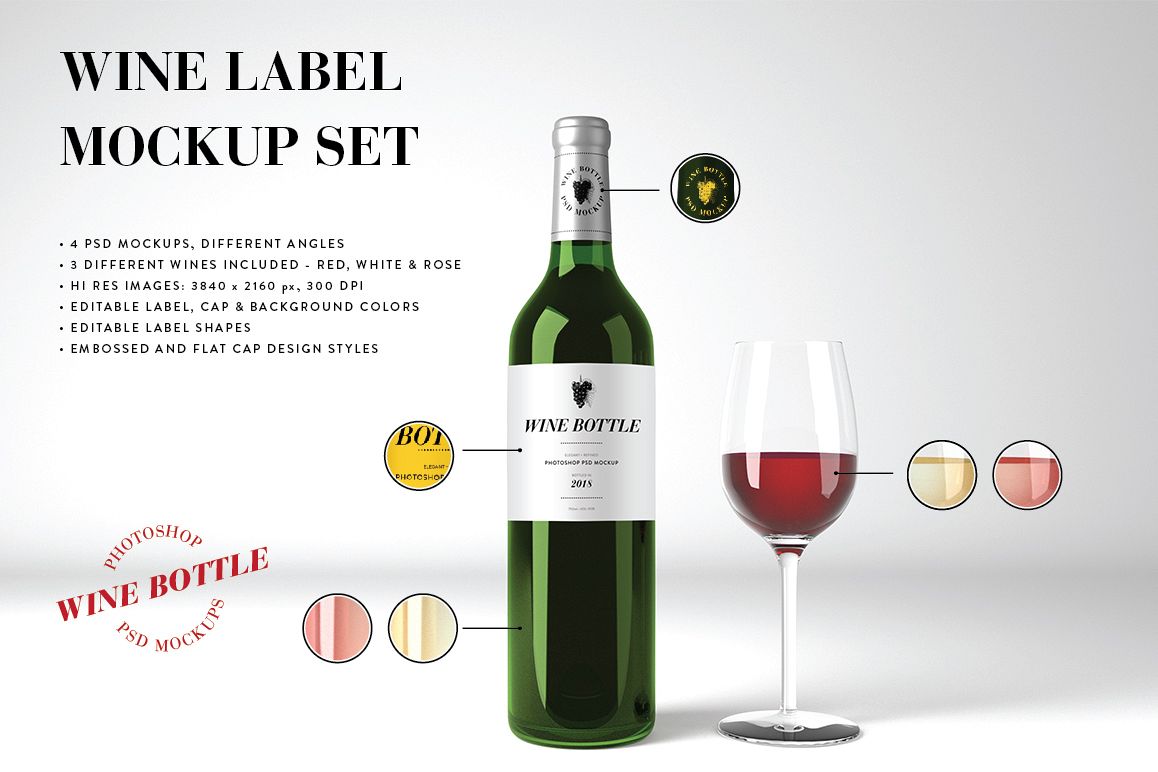 Wine Mockup Set - Photoshop PSD example image 1