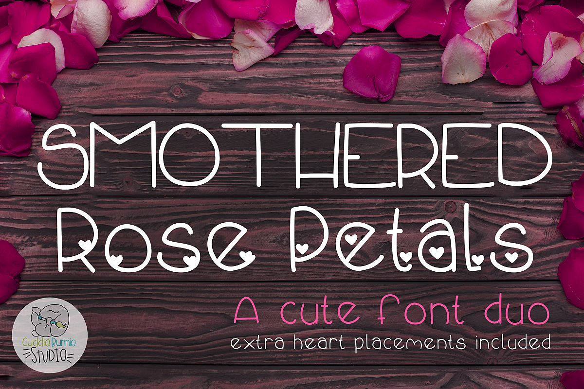 Smothered Rose Petals | A Cute Valentine Font Duo example image 1