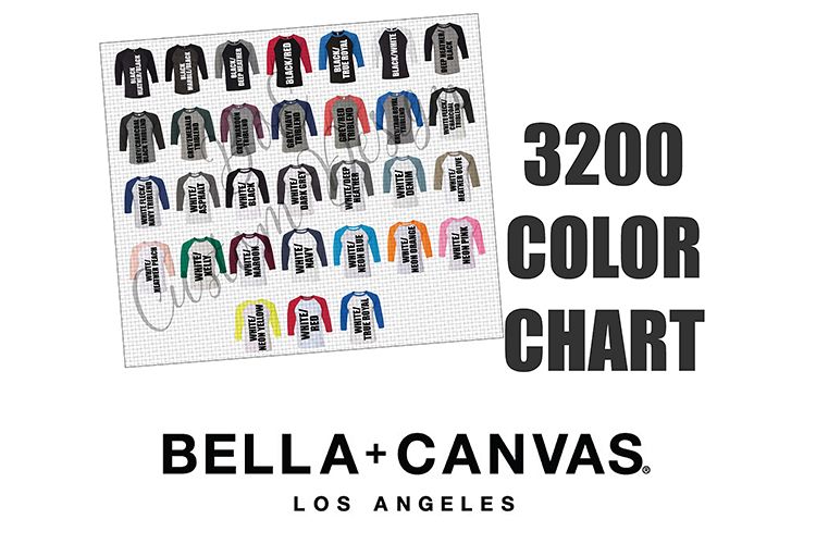 Bella 3200 Raglan Baseball T-Shirt Color Chart example image 1