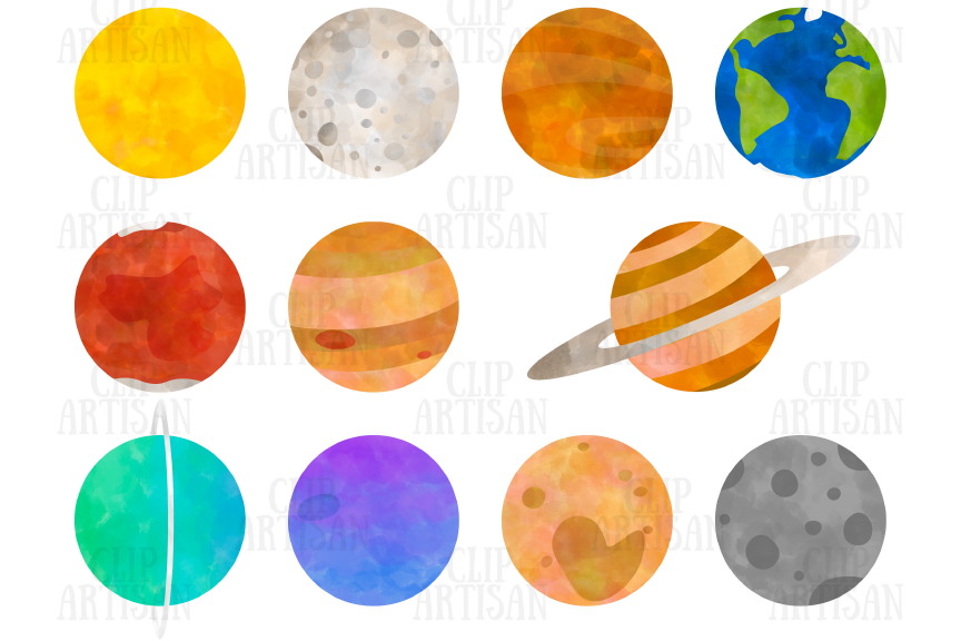 Planets Clipart Watercolor Solar System