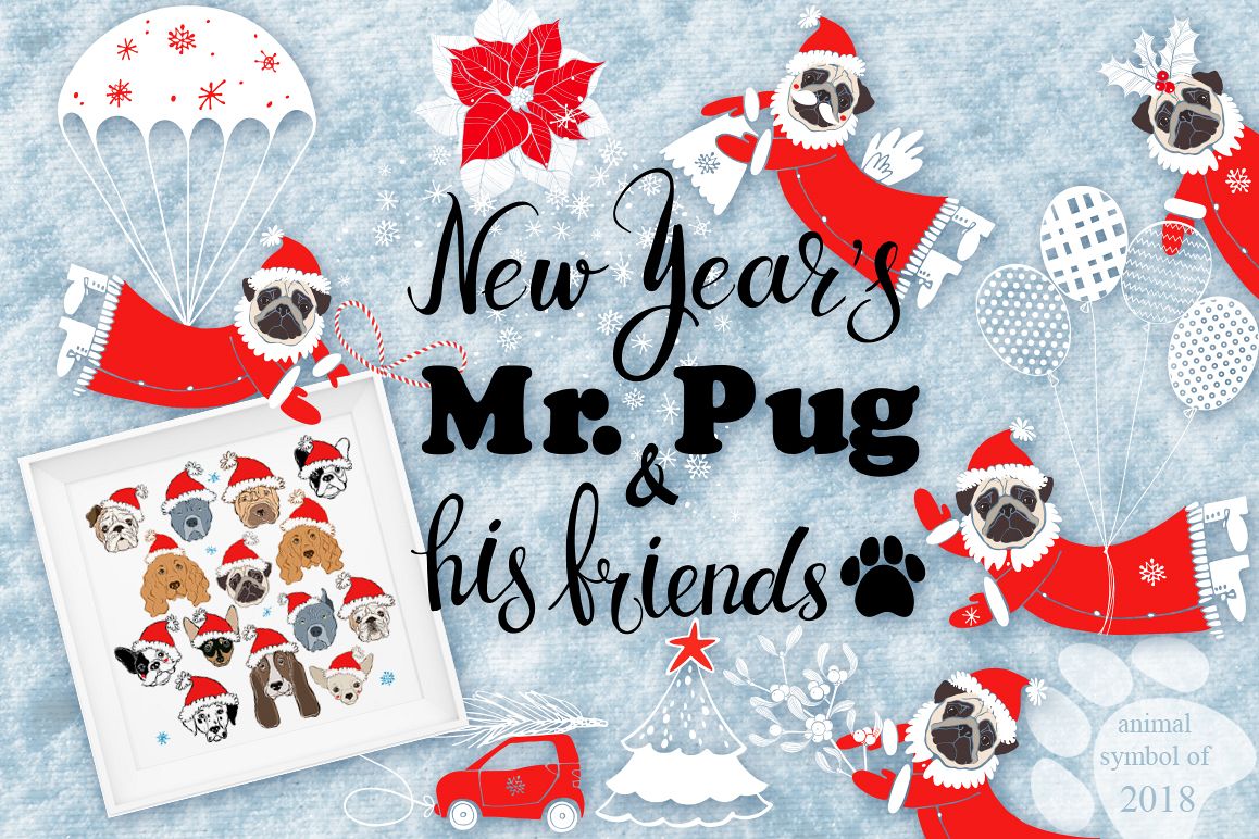 New Year's Mr.Pug and his friends. example image 1