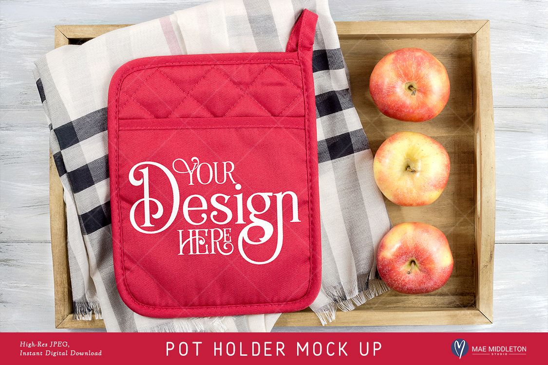 Pot Holder Mock up, Fall, Christmas, styled photo JPEG file example image 1