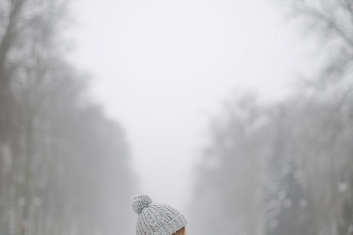 Women walking on the street ,foggy winter day example image 1