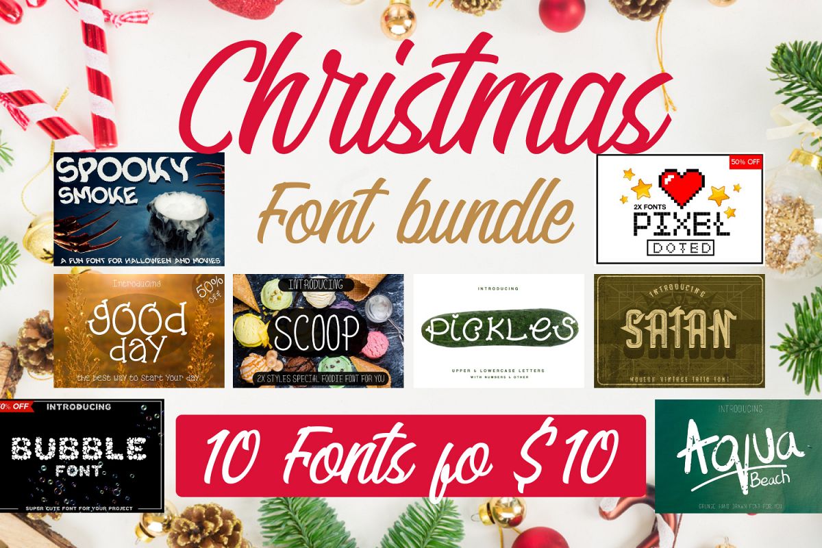 10 Fonts Christmas 2019 Blessed Bundle example image 1