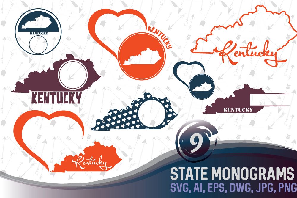 Kentucky Monograms SVG, JPG, PNG, DWG, CDR, EPS, AI example image 1