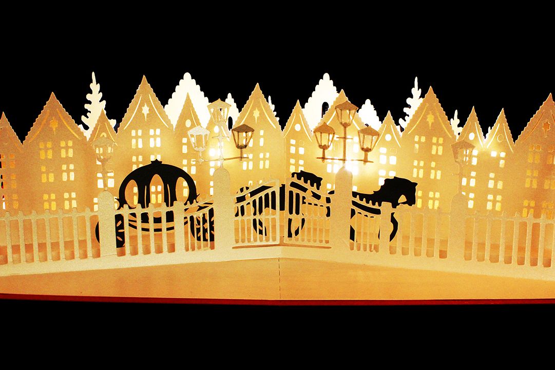 Festive scene pop up greetings card example image 1