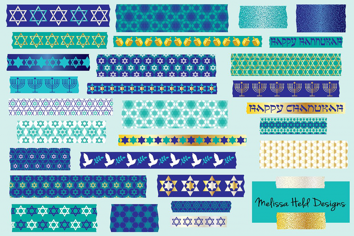 Hanukkah Washi Tape Clipart example image 1