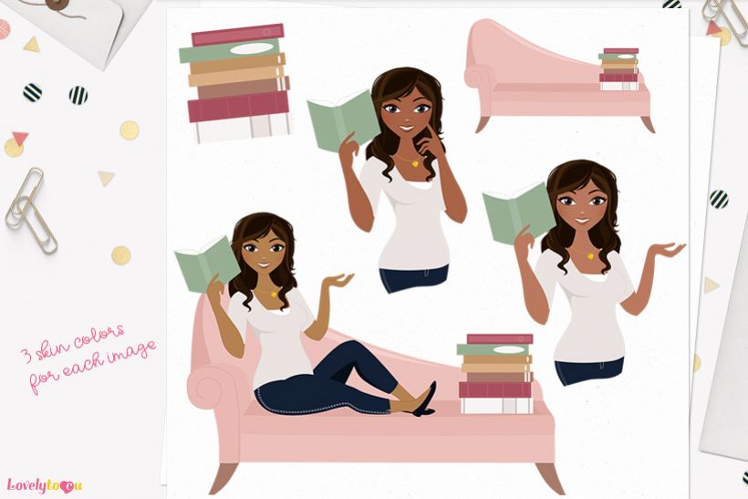 Woman teacher character clip art L148 Bliss example image 1