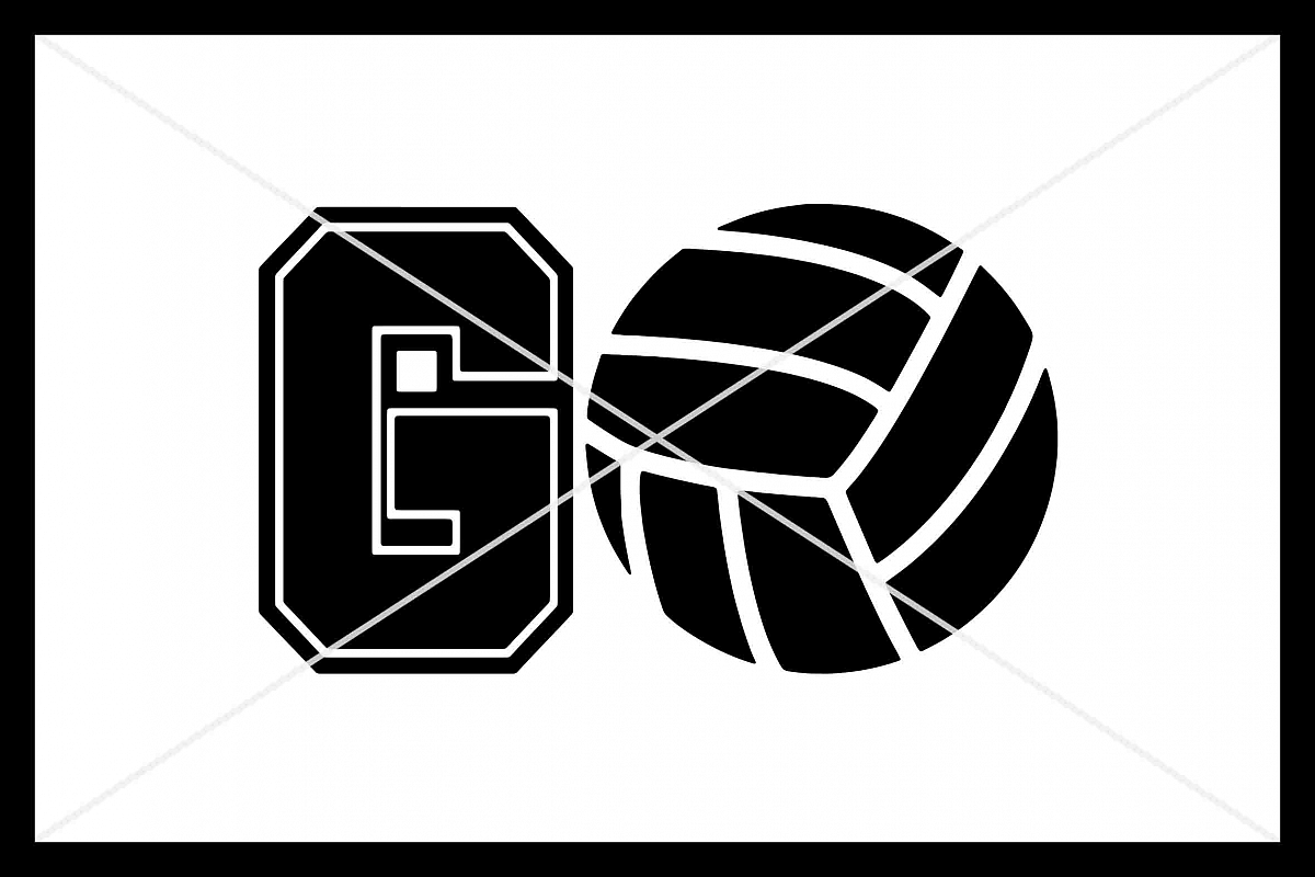 GO Volleyball, Cut File, Silhouette Cameo, Cricut, SVG DXF example image 1
