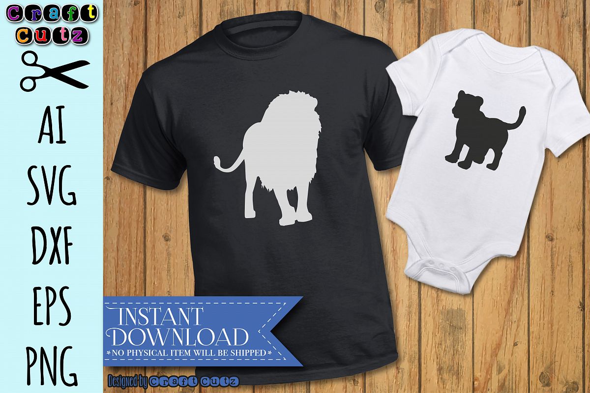 Lion and Cub svg, Dad and Baby svg, Father and Son dxf, Matching Family