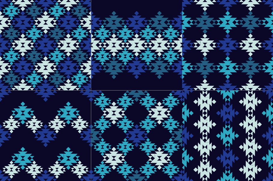Set of 6 Ethnic boho seamless pattern. example image 1