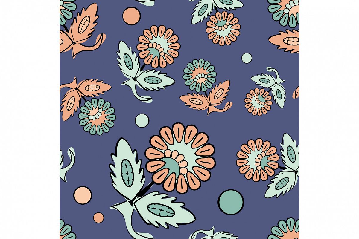 Ethnic boho seamless pattern with decorative flowers. Russian. Print. Cloth design, wallpaper. example image 1