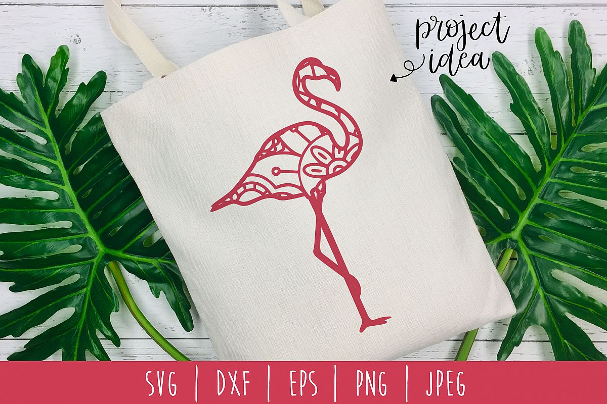 Flamingo Mandala Zentangle SVG, DXF, EPS, PNG, JPEG example image 1