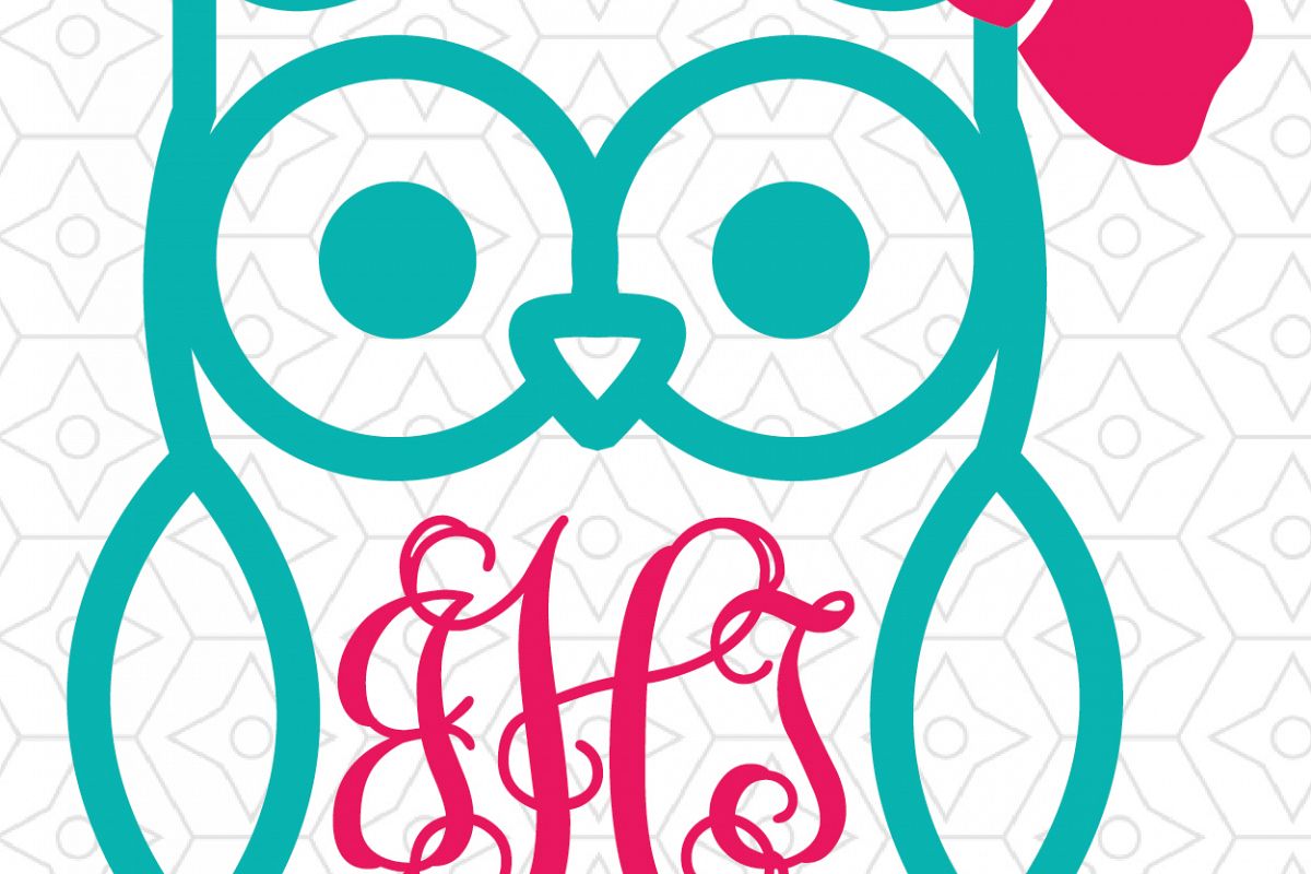 Owl with (or without) Bow Monogram Frame Decal Design, SVG ...
