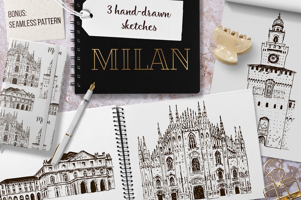 Set of Milan sketches example image 1
