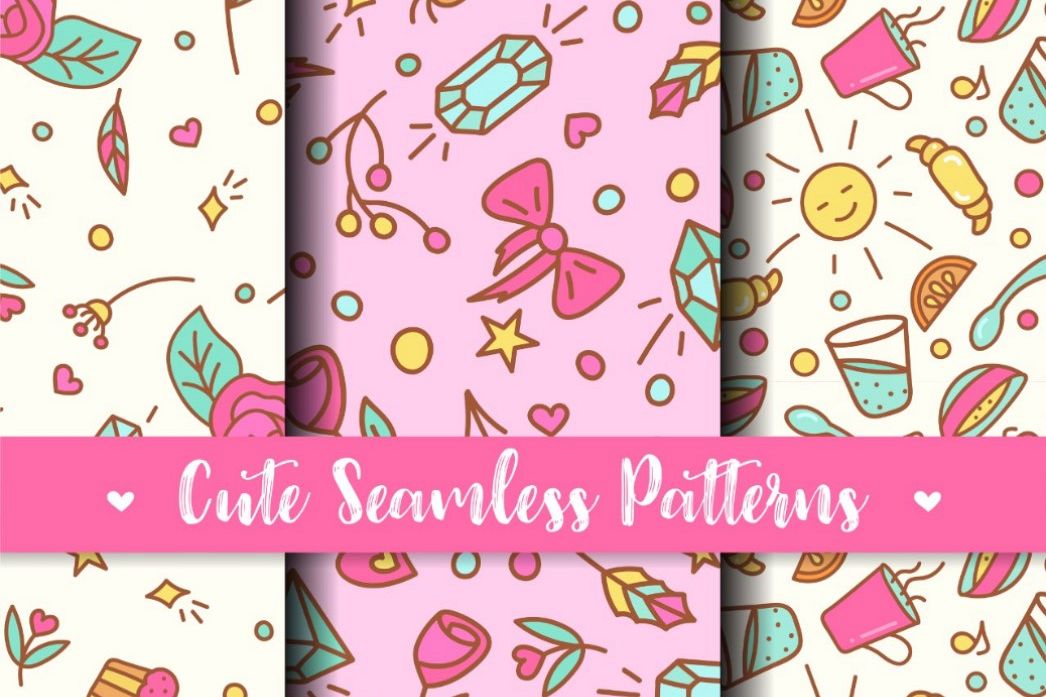Cute Seamless Patterns. Prints for kids products example image 1