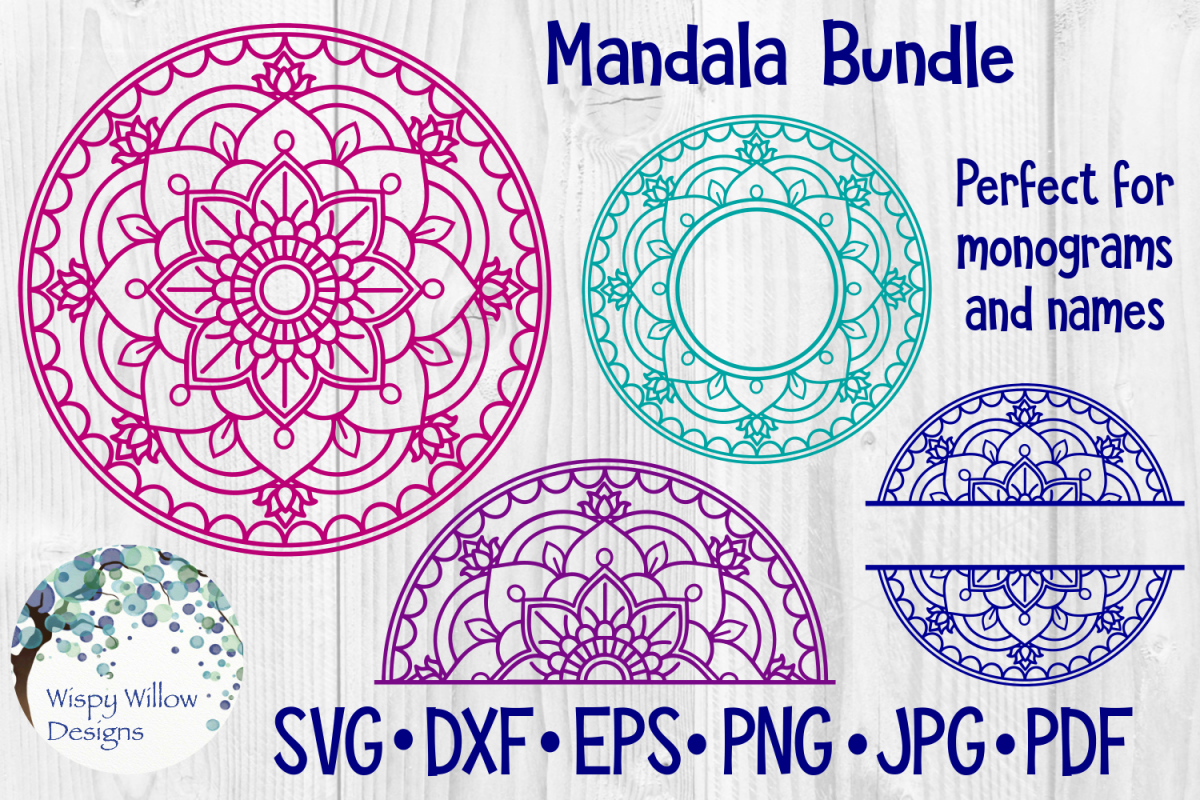 Download Mandala Bundle SVG Bundle | Monogram Mandala | Half Mandala (147847) | SVGs | Design Bundles