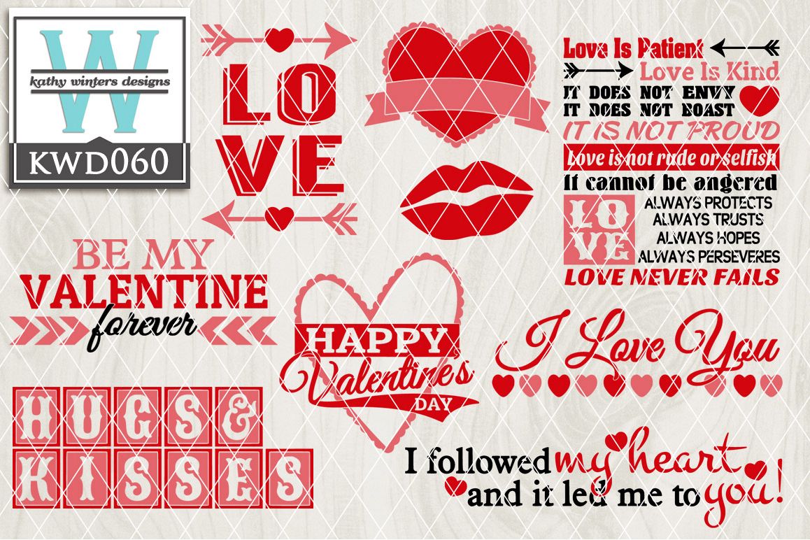 Valentines Cutting File KWD060 example image 1