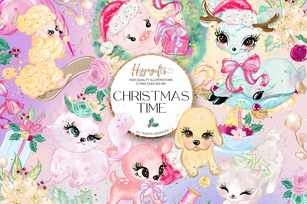 Animals Christmas Clip Art example image 1