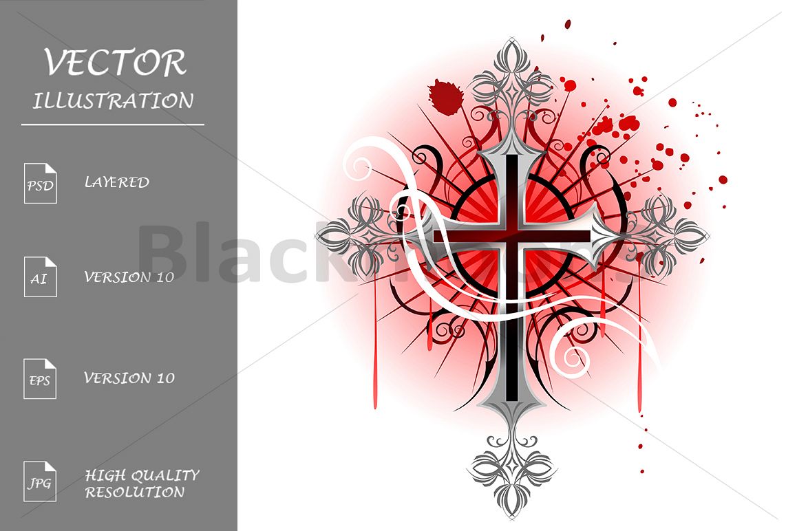Silver Cross on a White Background example image 1