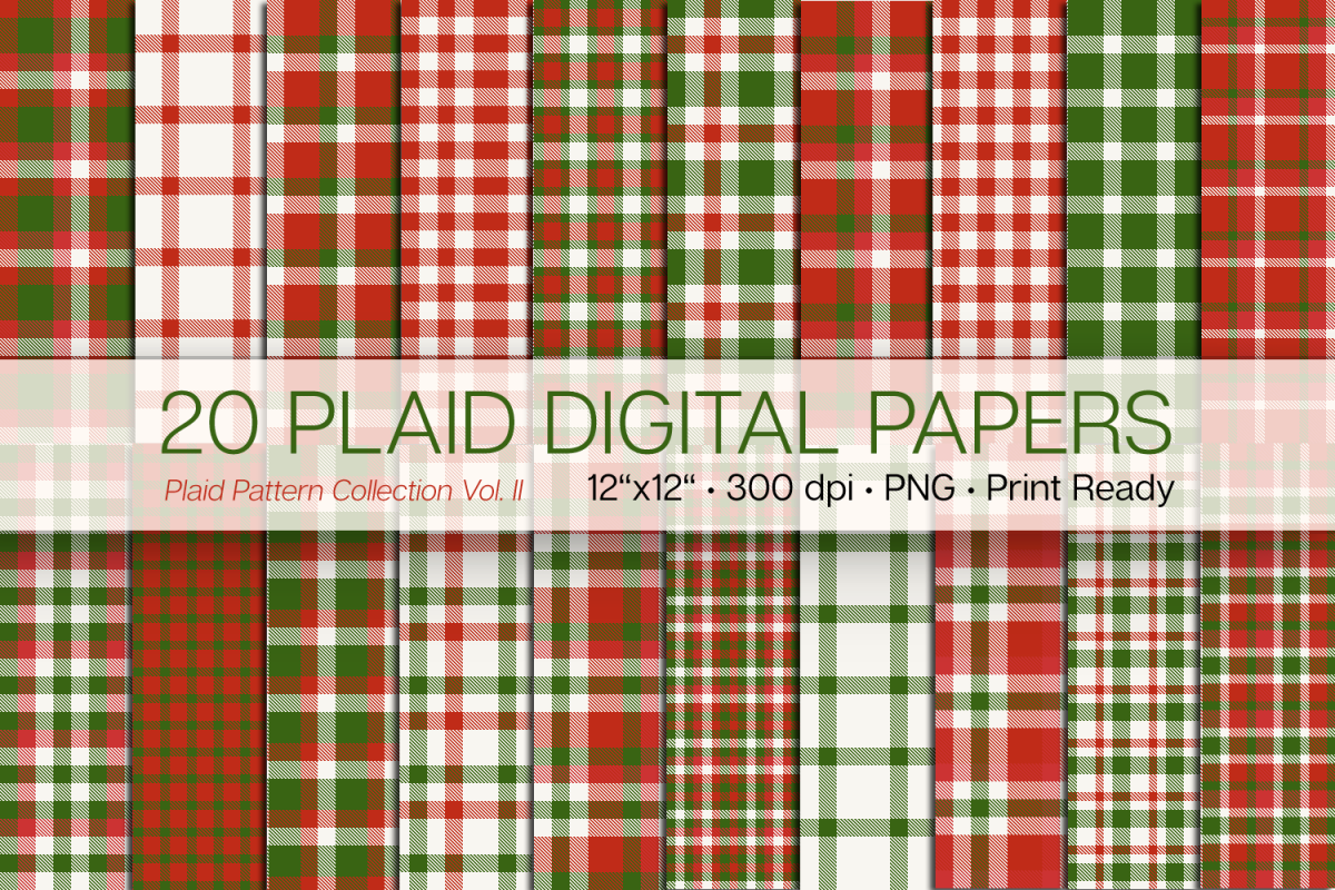 20 Christmas Plaid Digital Papers example image 1