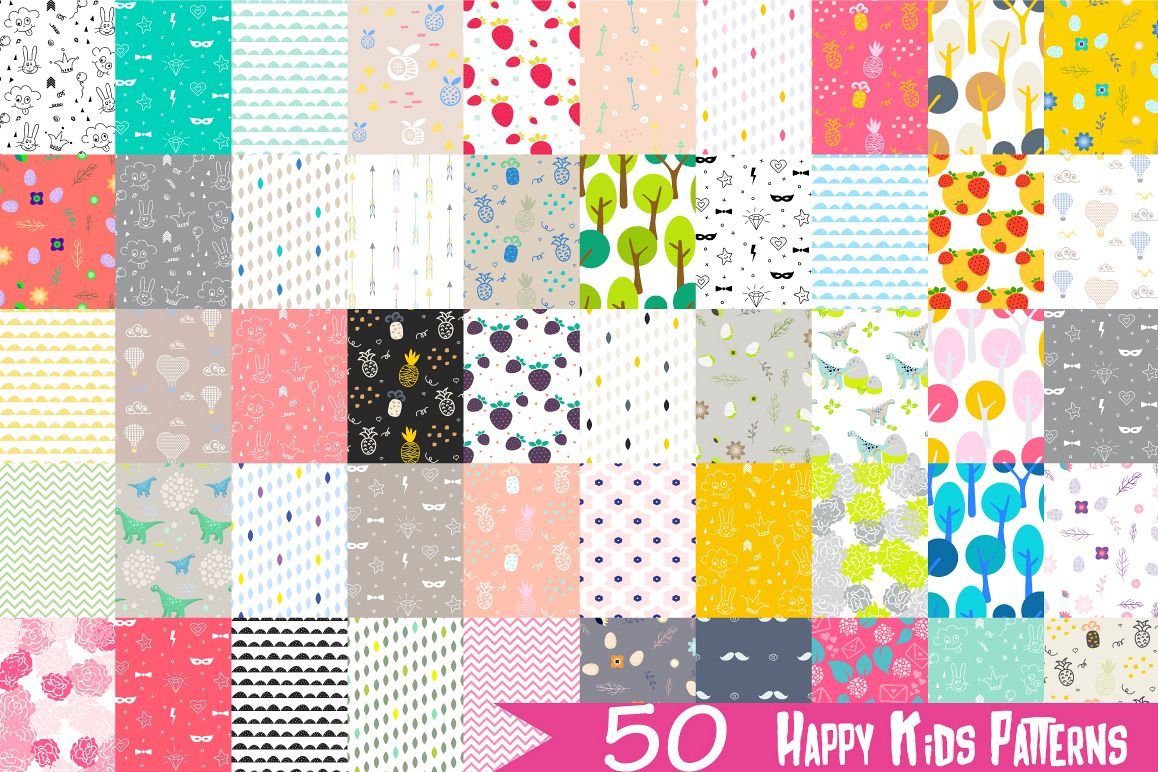 50 Happy Kids Patterns example image 1