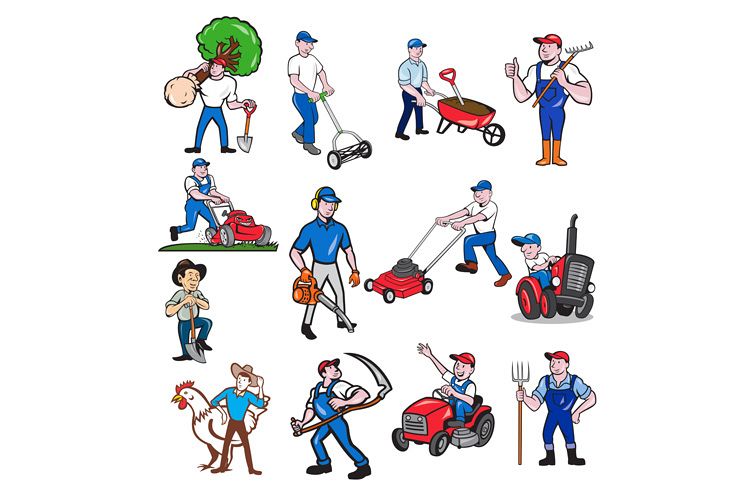 Agricultural Worker Mascot Cartoon Set example image 1