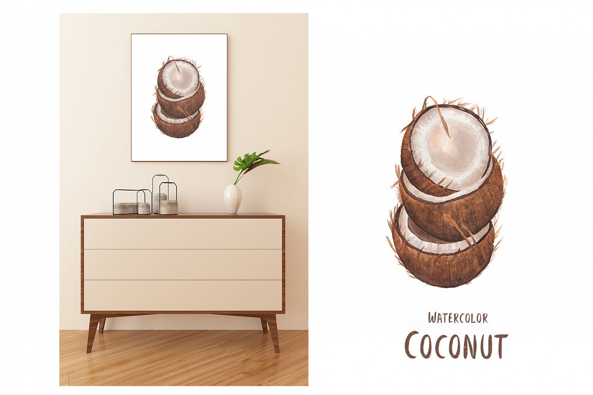Watercolor Coconut illustration example image 1