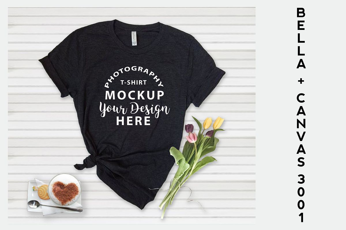 Bella Canvas 3001 T-shirt mock-up, color Dark Grey Heather example image 1