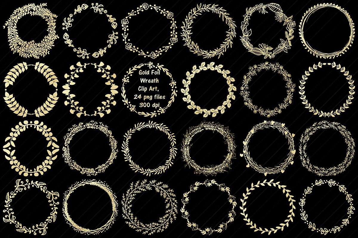 Gold Foil Wreaths Clip Art...Christmas and Other example image 1
