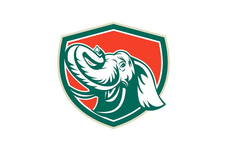 Elephant Head Tusk Shield Retro example image 1