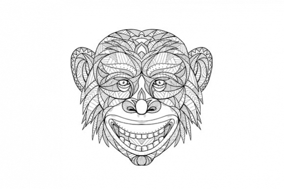 Chimpanzee Head Zentagle example image 1