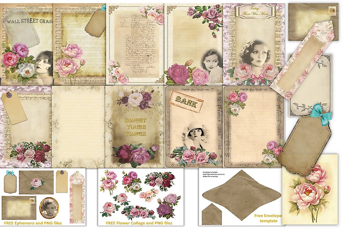 Journalling Papers with FREE Ephemera CU JPEG & PNG example image 1