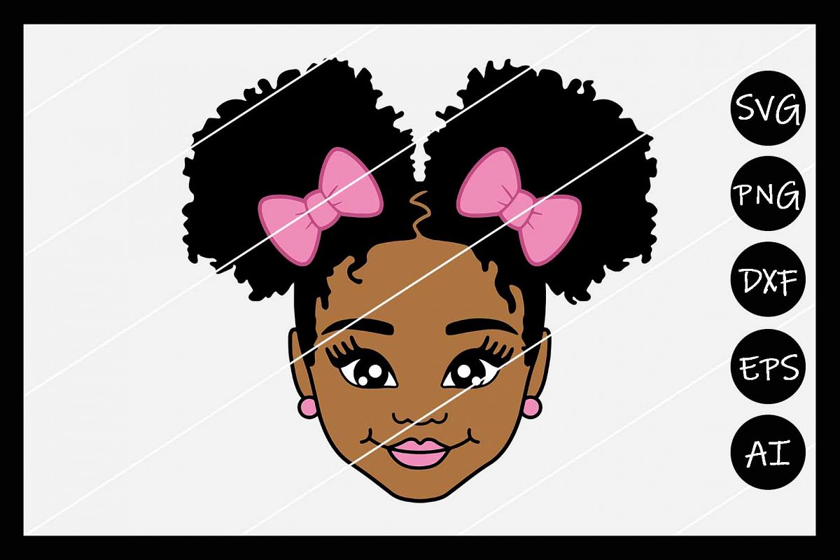African American Afro Girl Puff SVG, Silhouette Cameo, Cut example image 1