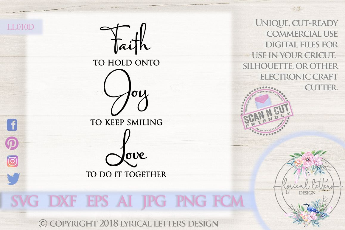 Faith Joy Love SVG DXF Cut File LL010D example image 1