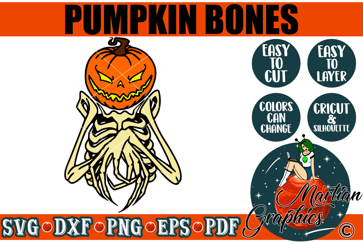 Halloween Pumpkin Bones Cut File example image 1