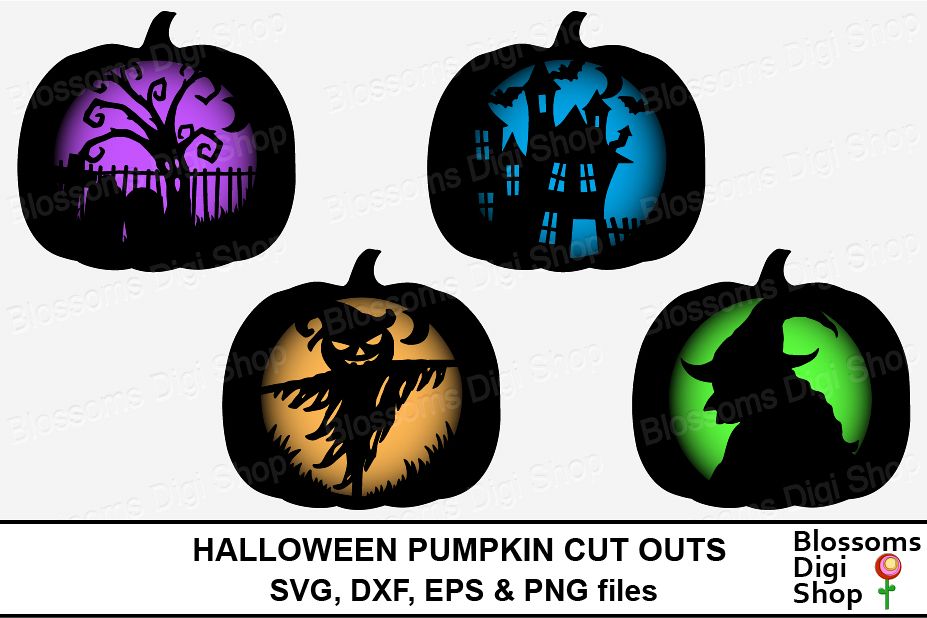 Download Halloween Pumpkin cut outs, SVG, DXF, EPS & PNG files