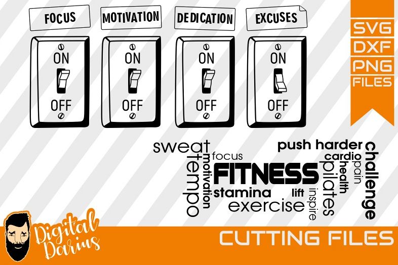 2x Motivational quote svg, Fitness svg, Workout, focus on example image 1