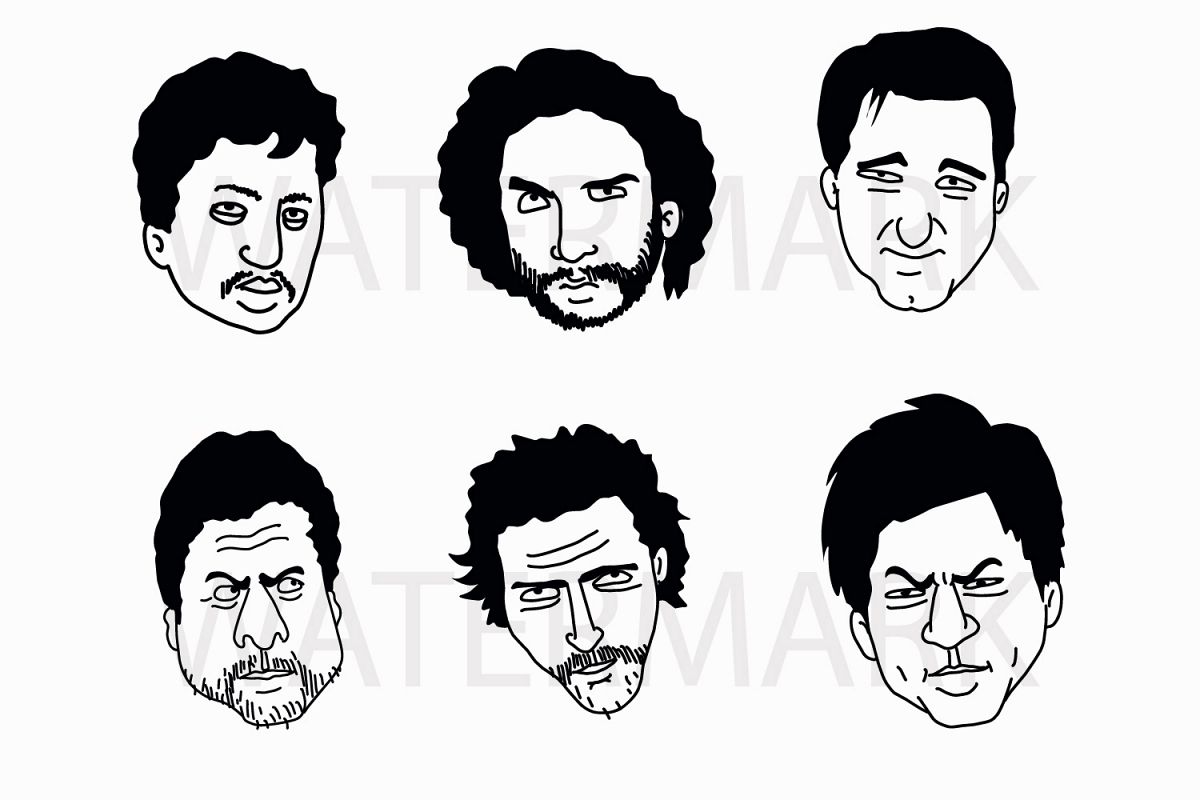 Face Set A - SVG/JPG/PNG Hand Drawing example image 1